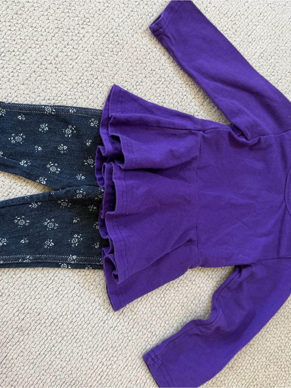 Baby Purple Ruffle Tunic Top and flower leggings